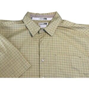 REI Shirt Mens M Yellow  Button Down Plaid Short‎ Sleeve Outdoor Casual Beach